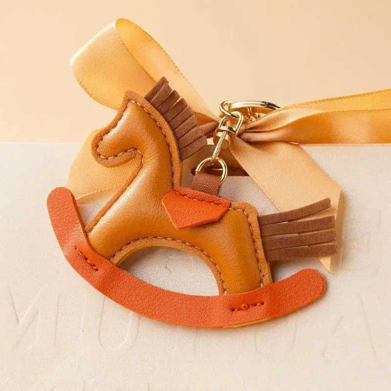Womens Bag Charm Decoration Cartoon Rocking Wooden Horse Womens Leather Charm Bag Charm Key Chain Cute Bag Accessories Gifts M251215