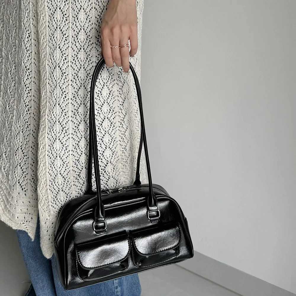 Large Capacity Brown Bowling Handbag Womens Shoulder Bag Retro Korean INS Style Autumn Winter New 2025 Fashion Trend BagT251215