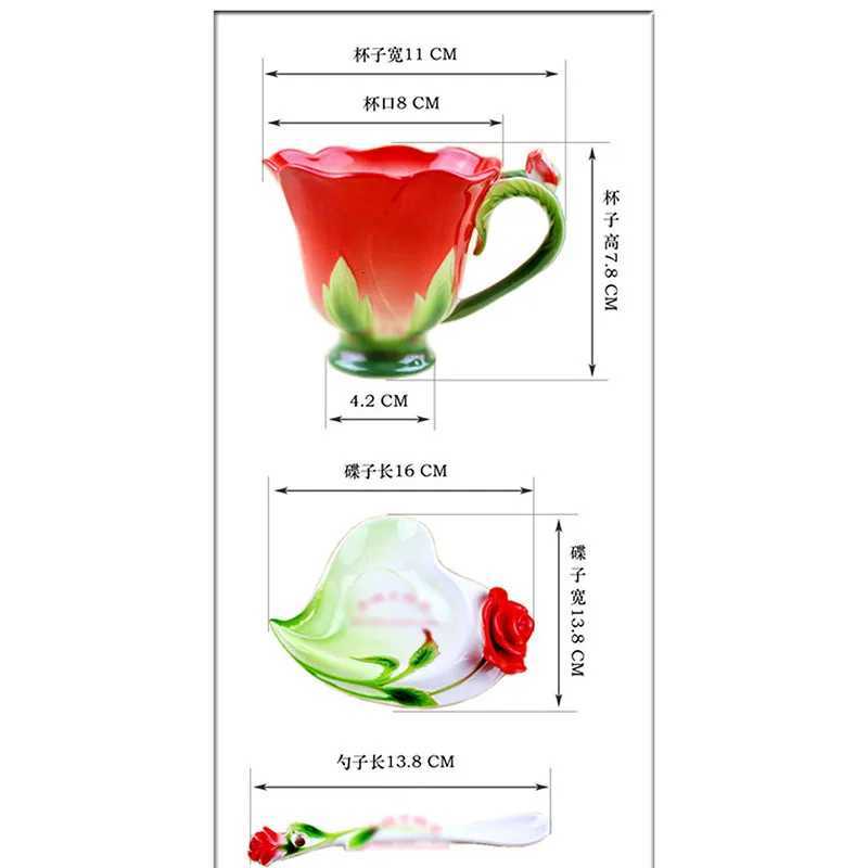 Chinese Colorf Ceramic Coffee Cup Saucer Enamel Flower g Wedding Gift Creative Afternoon lia Tea Cup Breakfast Milk g H251215