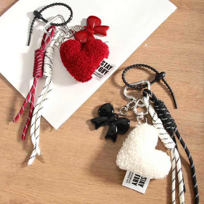 Fashion Lamb Wool love Plush Keychain Cute Heart Shaped Pendant Rope Chain Elegant Backpack Key Accessoriy M251215