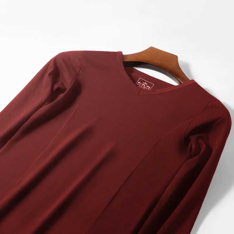 Mens thin cotton V-neck slim-fit basic underwear single youth autumn coat warm top base shirt G2512151