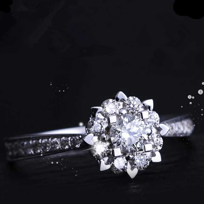 Luxury 925 Sterling Silver Classic Ring for Women snowflake jewelry simple 30ct diamond ring imitation diamond womens ring M251215