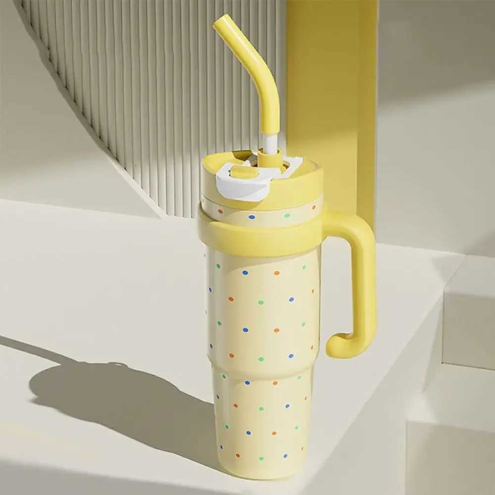 Cute Big Mac High-Looking Thermos Cup for Girls with Double Drinking Straw Cup with Handle to Keep Cold Special Water Cup for Students H251215