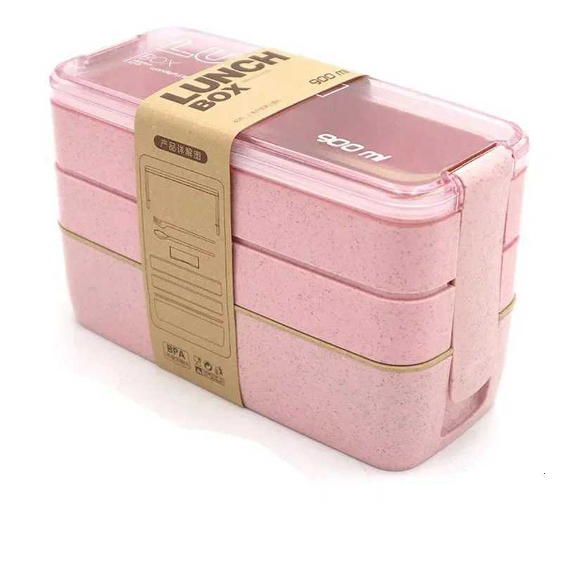 3 Layer 900ml Wheat Straw Bento Boxes Food Storage Container Lunchbox Microwave Dinnerware Healthy Material Lunch Box H251213