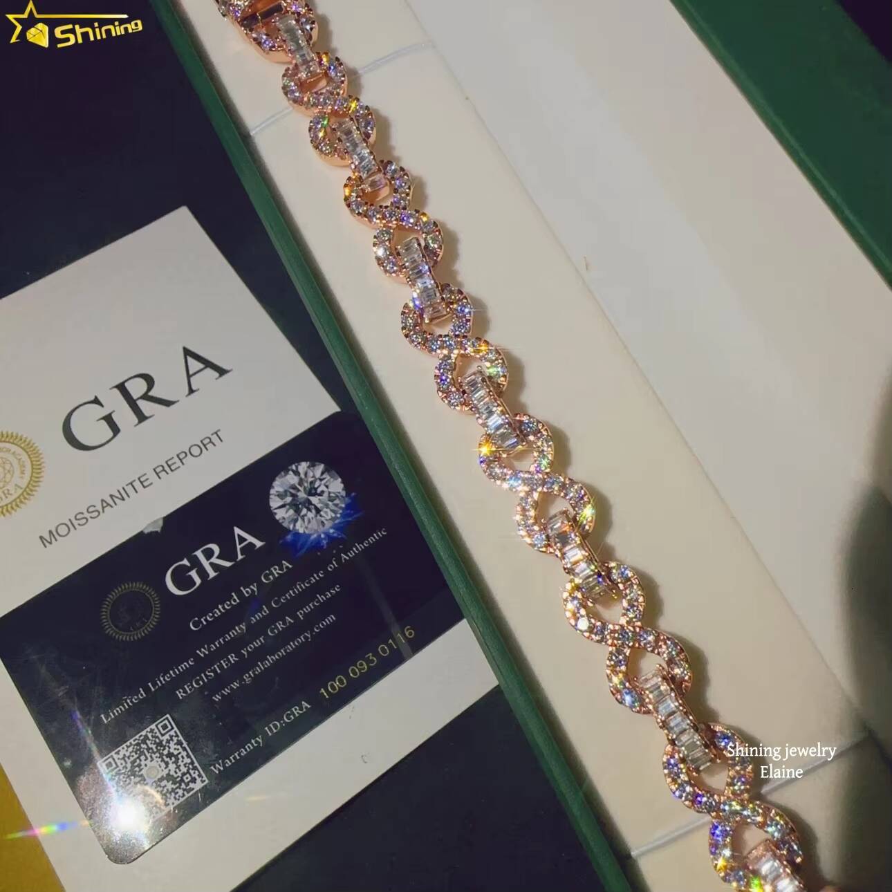 Fashion High Quality GRA Certificated Hip Hop Sterling Silver 925 8mm Vvs Moissanite Cuban Link Chain Moissanite Bracelet