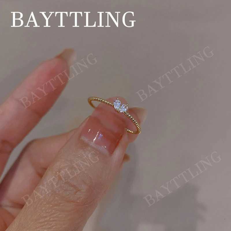 Charm 925 Sterling Silver/Gold Sparkling Heart Zircon Open Ring For Women Fashion Punk Party Gift Jewelry Christmas M251215