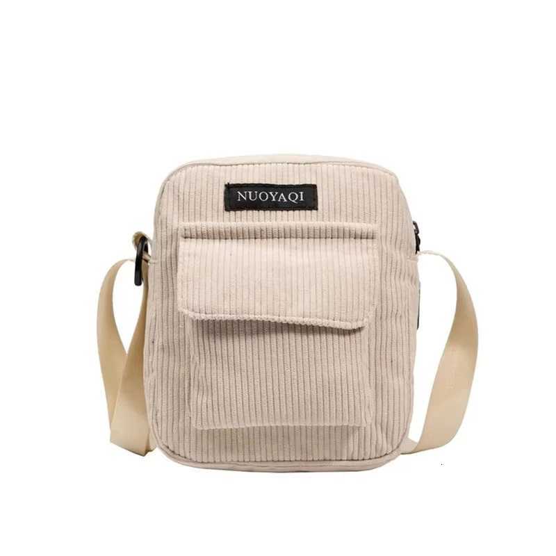 Women Corduroy Shoulder Bags Striped Cloth Fabric Handbags Casual Zip Tote Canvas Crossbody Bag Cute Shopping Bag for LadiesT251215