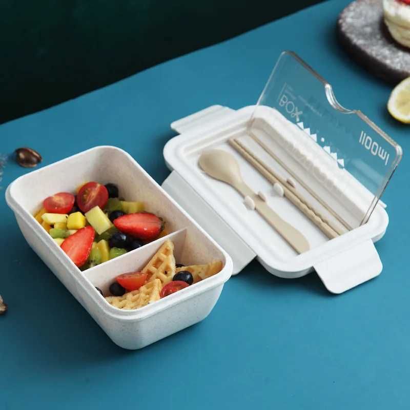 Portable Lunch Box Cpartment Wheat Straw Bento Box Reusable Tableware Lunch Containers Meal and Snack Food Containers H251213