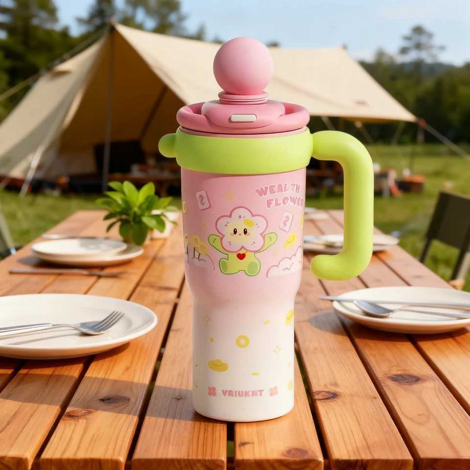 1PC minimst and fashionable stainless steel insulated cup 12L outdoor and car cup ice king cup with two usage methods H251215