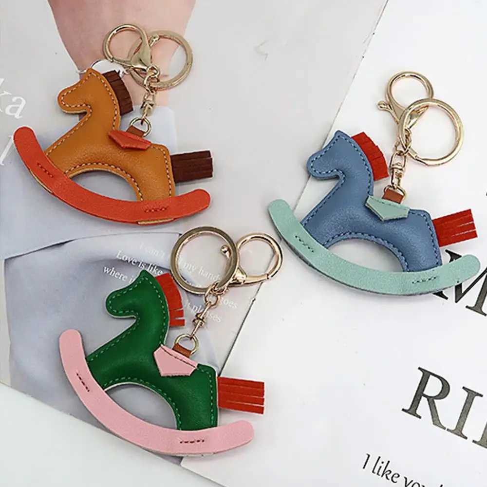 Fashion Bag Charm Decoration Trendy Leather Charms Bag Pendant KeyChain Cartoon Pony Rocking Horses Keyring Cute Bag Decoration M251215