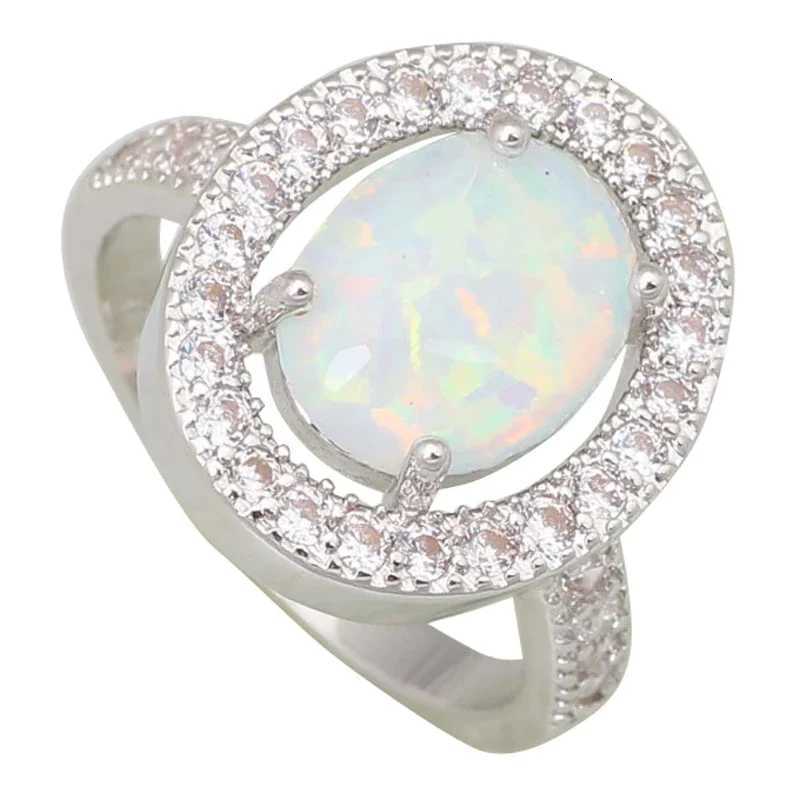 Sparkling Oval Blue Opal Ring for Women Elegant Floral Cubic Zirconia Silver Color Jewelry Perfect Engagement Gift for Her M251215