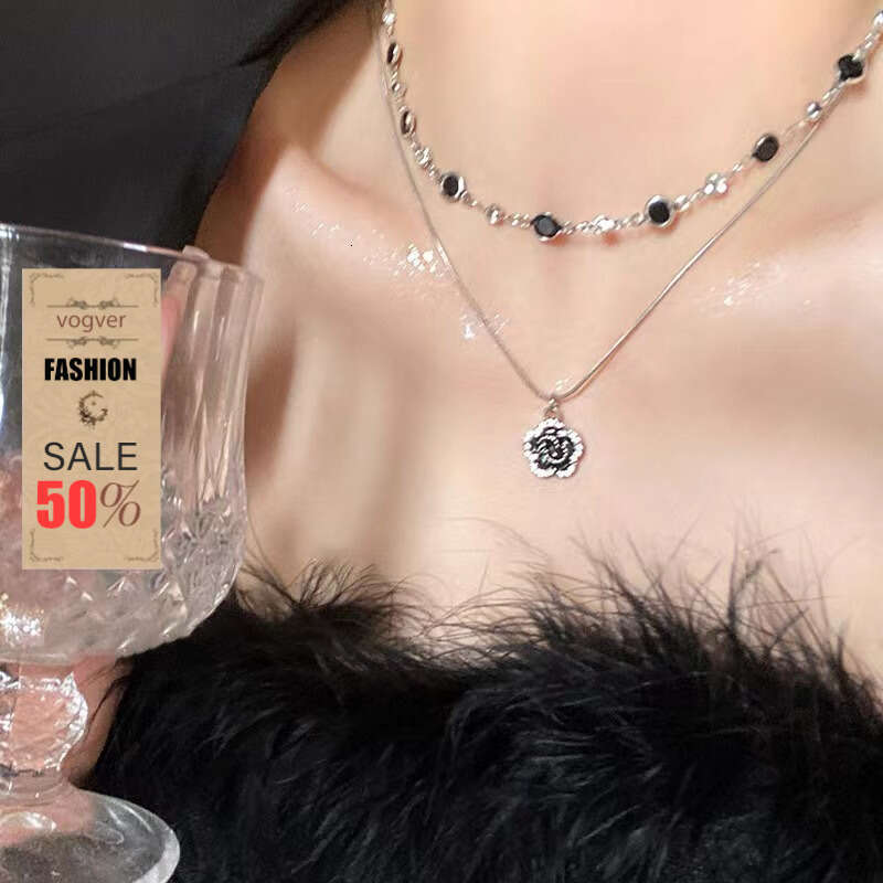Necklace for Women Designer Luxury 2026 Double Layer Stacked Rose Zircon Sweatshirt Necklace Summer Elegant Versatile Clavicle Chain Niche High-end Ac