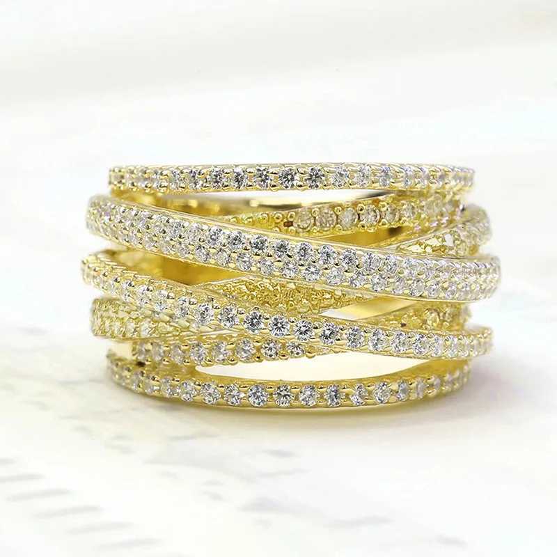 Multi Cross Rings for Women New Trendy Wedding Band Accessories Luxury Cubic Zirconia Fashion Female Jewelry M251215