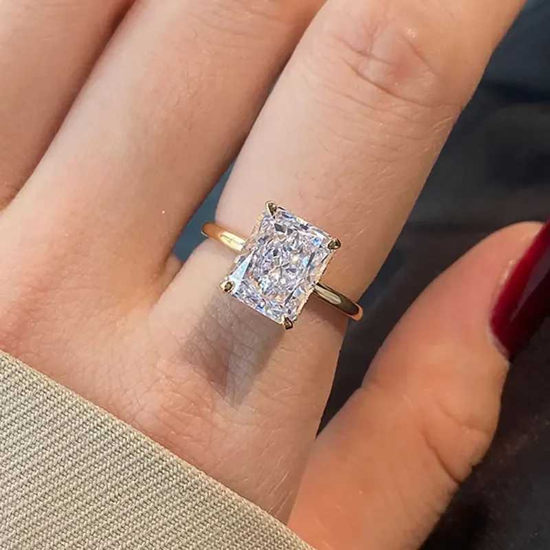 925 Sterling Silve Luxury Shiny 1-5CT Zircon Rectangle Ring For Women Engagement Wedding Gorgeous High Quality Fine Jewelry M251215