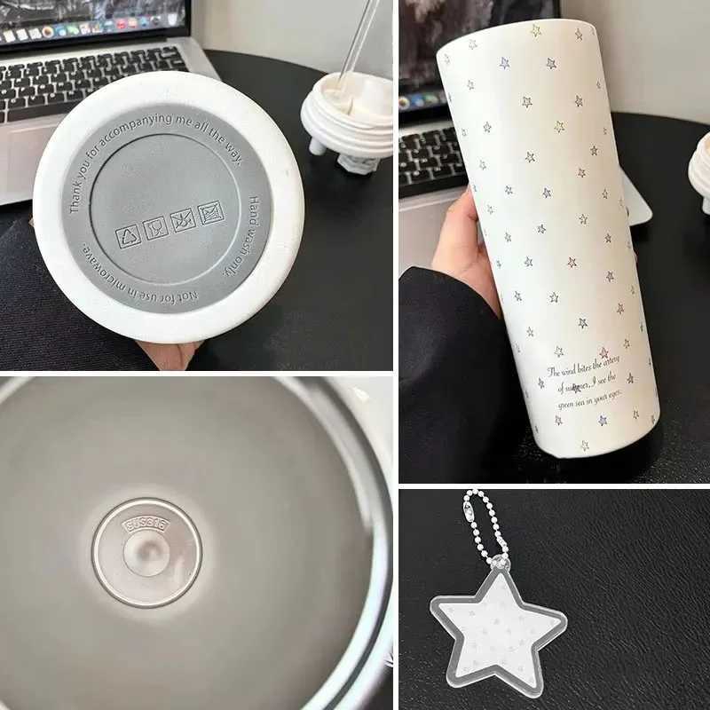 Original Star Stainless Steel Straw Water Bottle For Girls Large Capacity Sports Insulated Tumbler Camping Coffee Thermal Bottle H251215