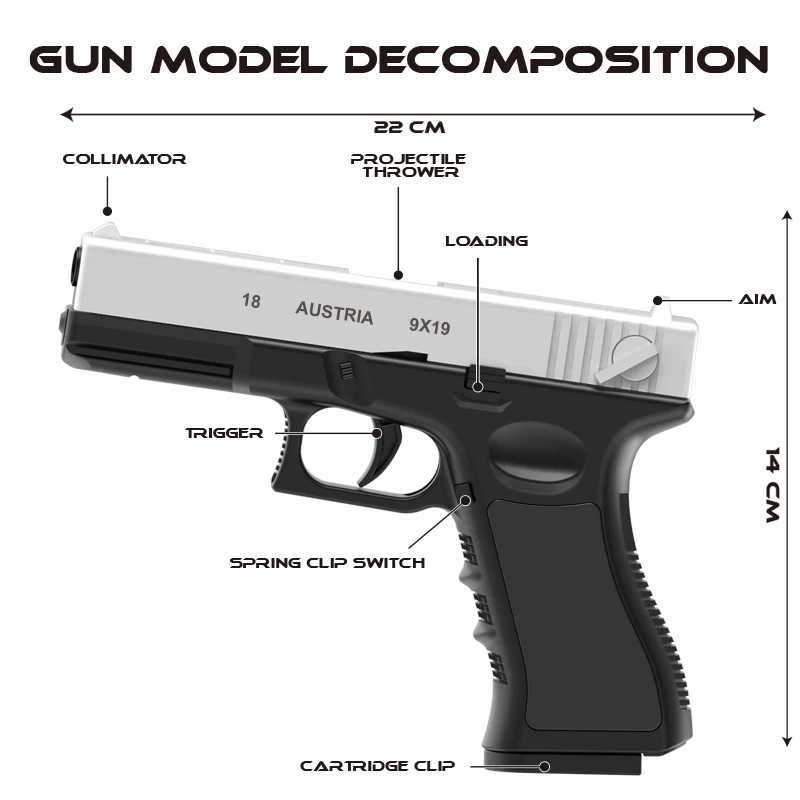 New Soft Bullet Air Gun G18 Toy Gun with Laser Outdoor Sports CS Game Childrens Adult Gift W251215