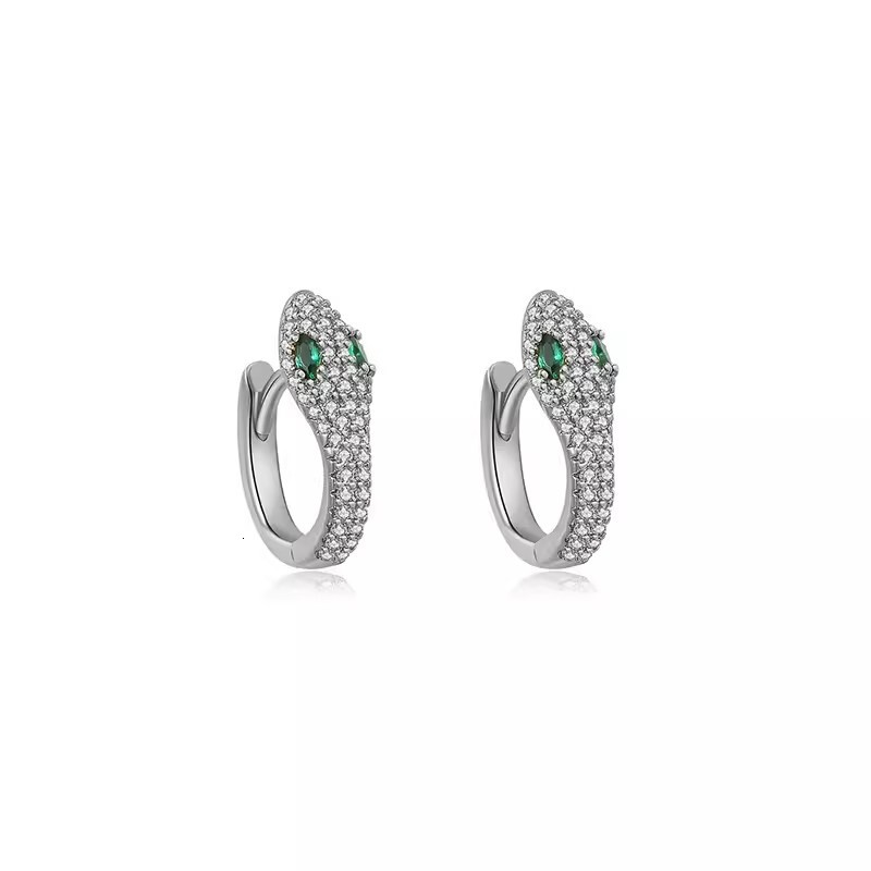 Designer Earrings Luxury Jewelry S925 Silver Personality Snake Shaped Ladies Retro Fashion Micro Inlaid Zirconia Sparkling Hip-hop Rock Niche Design