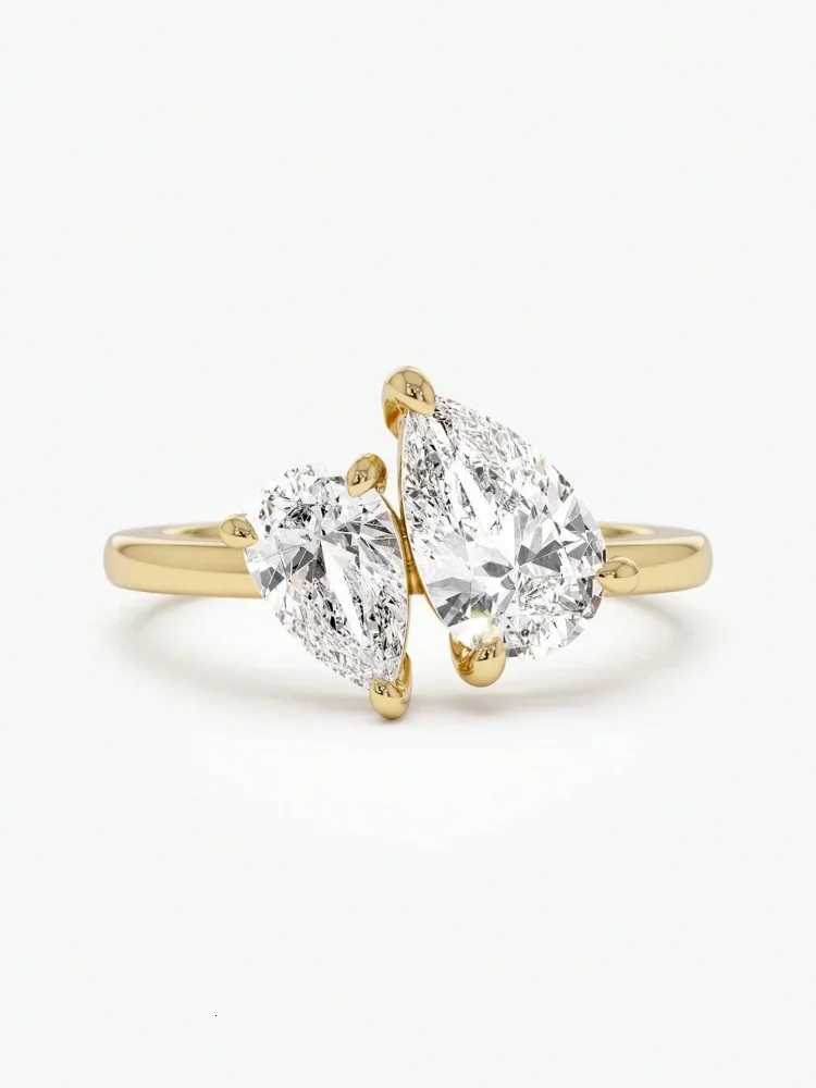 925 Sterling Silver Sparkling Water Drop Interweaving Dazzling Clear Pear Finger Rings For Women Gift Wedding Fine Jewelry M251215