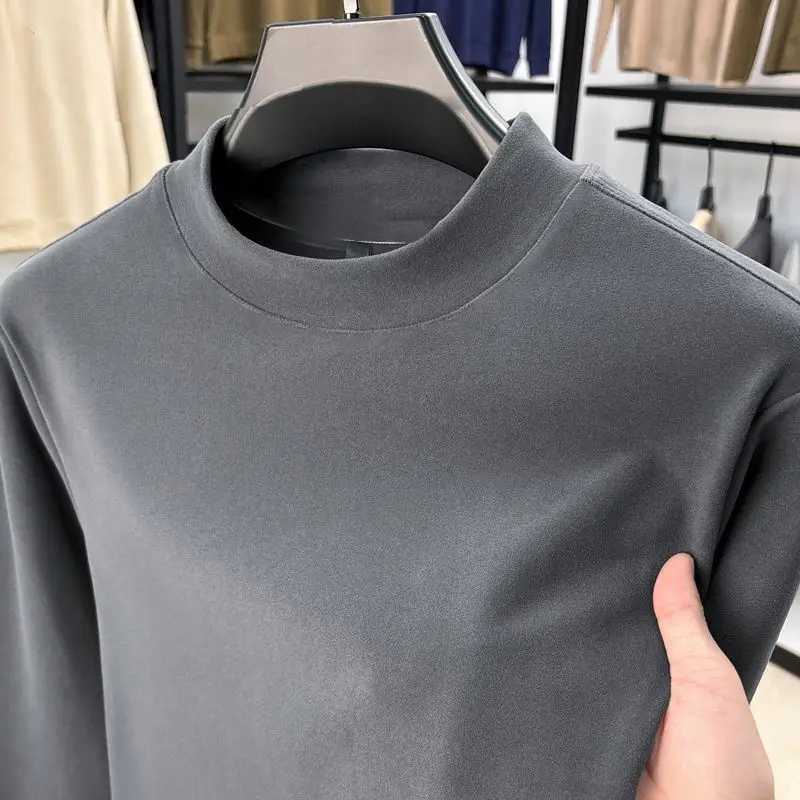 Autumn Winter Thickened WarmFleece-Lined Mens Neck Warm Long Sleeve Base Layer Top Autumn Fashion Thermal Underwear G251215