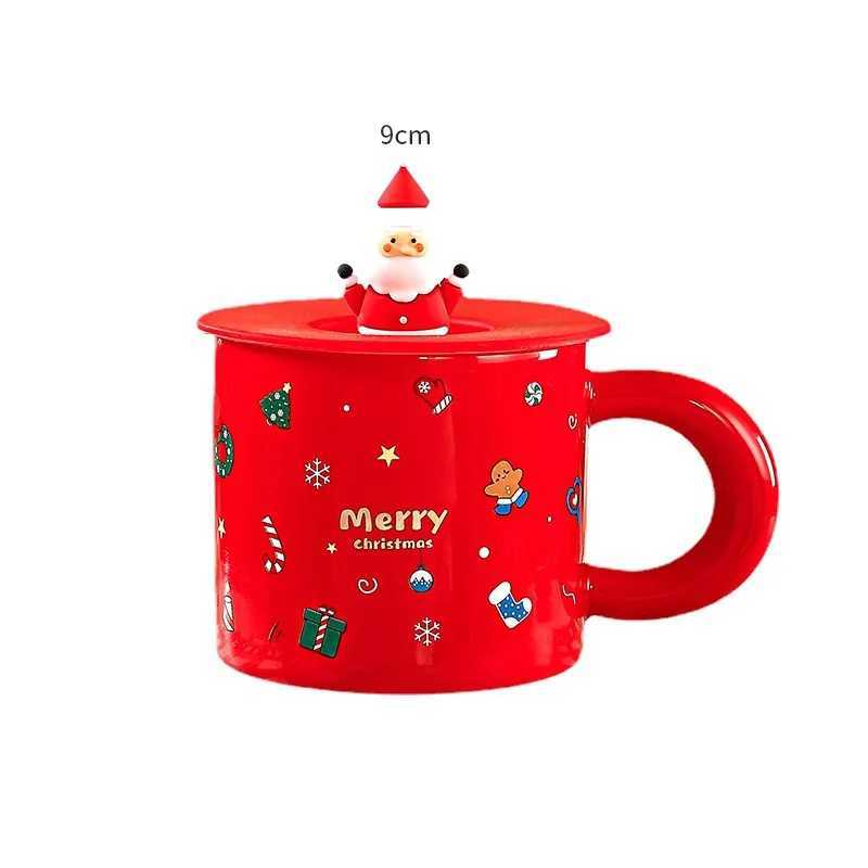 Christmas Ceramic g with Lid and Santa Design Cute Cartoon Coffee Cup Festive Holiday Gift for Friends and Family H251215