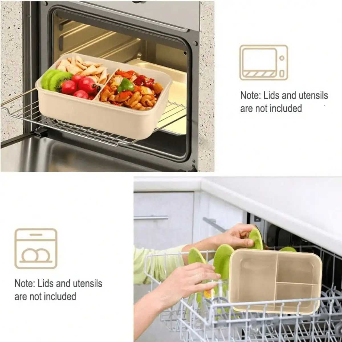 1pc Food Box PP Divided Bento Box Ces With Fork And Spoon Microwave Oven Suitable For Students And Off Workers H251213