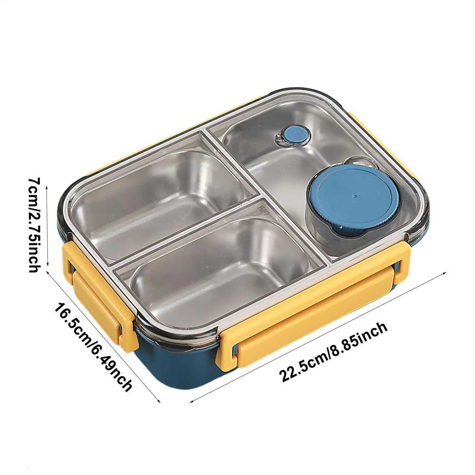 Stainless Steel Lunch Box 3 Grid Thermo Soup Bento Box Large Capacity Portable Food Storage Container for Adts Students Kids H251213