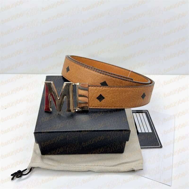Designer style 3.5cm Luxury Fashion M-Buckle Fashion Genuine Leather Men's Letter Fashion Versatile Belt