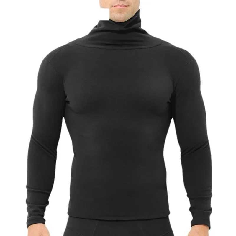 Fleece Thickened Thermal Underwear Men Turtle Neck Thermal Shirt Slim-fitting Wear Long-sleeved Top Thermal Underwear Men G251215