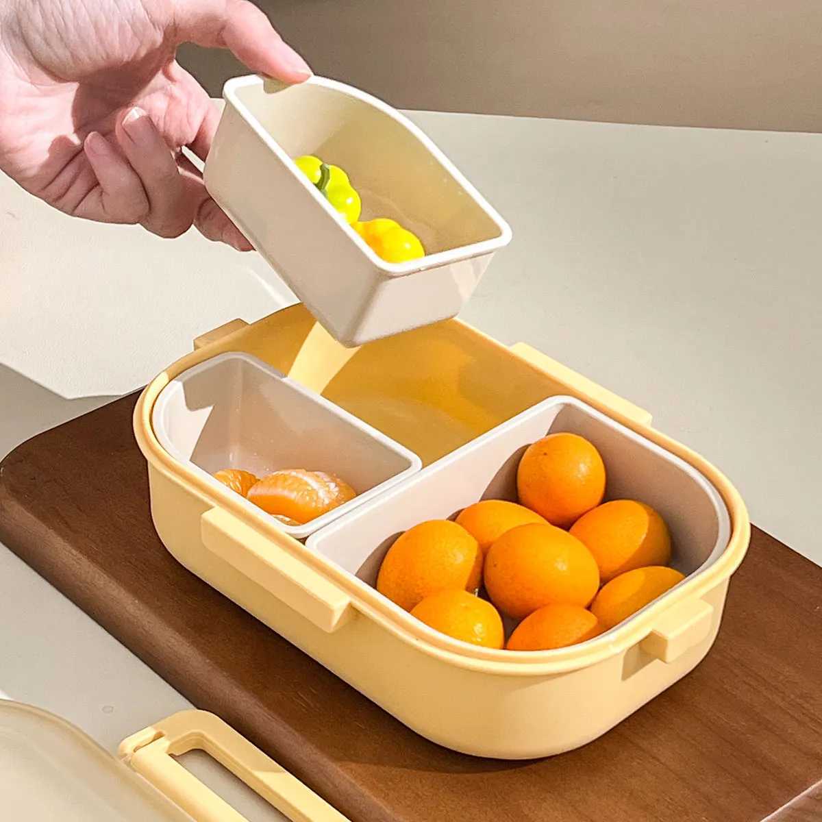 WORTHBUY Portable Plastic Lunch Box With Detachable 3-Cpartments Cute Divided Food Container For Kids Students Microwave Safe H251213