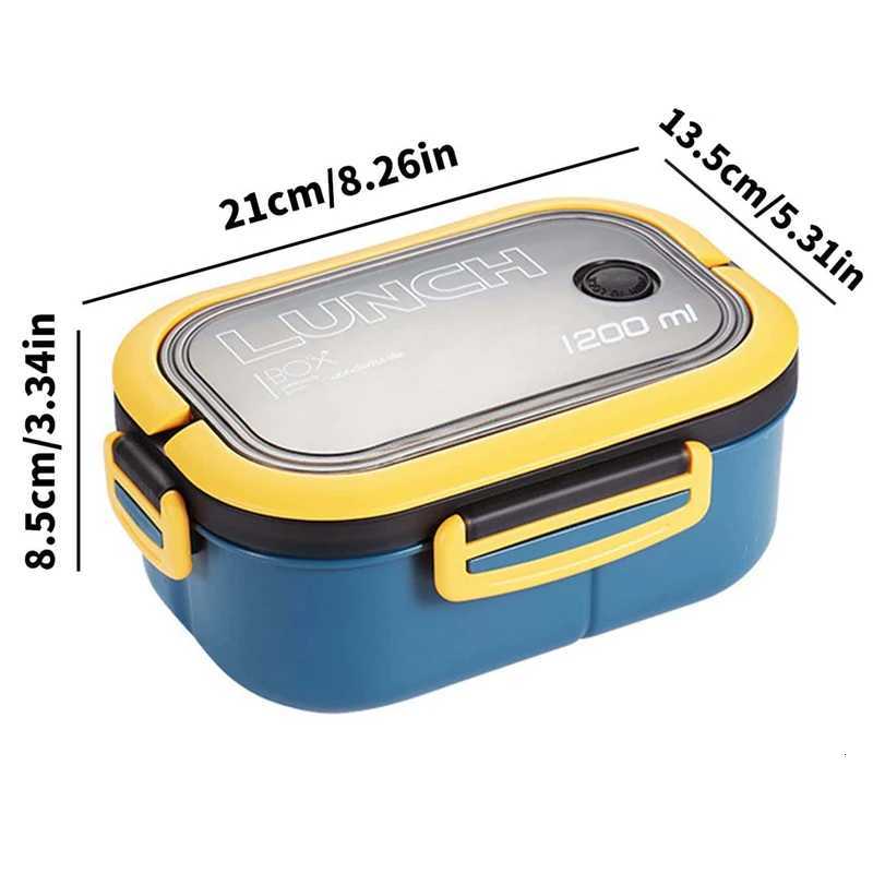 1200ML 2 Layer Bento Lunch Box With Spoon Fork Kid High Capacity Microwae Food Containers Portable Leakproof Off Camping H251213