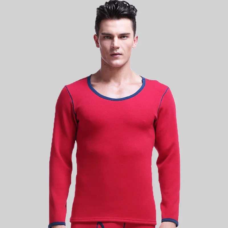 Element winter mens single top plus fleece thickened undercoat cold round neck slim warm underwear top G251215