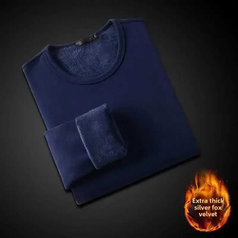 Winter Fleece-Lined Long Sleeve T-Shirt Solid Color Men Womens Same Style Fashion Round Neck Quick Sell Customer Product G251215