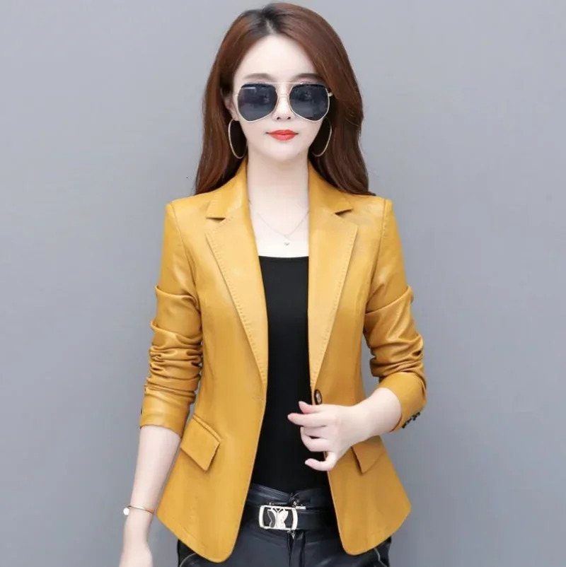Spring Genuine Leather Jacket Women Korean Fashion Slim Sheepskin Coat Black Red Real jackets ladies Casual Blazer femme 251205