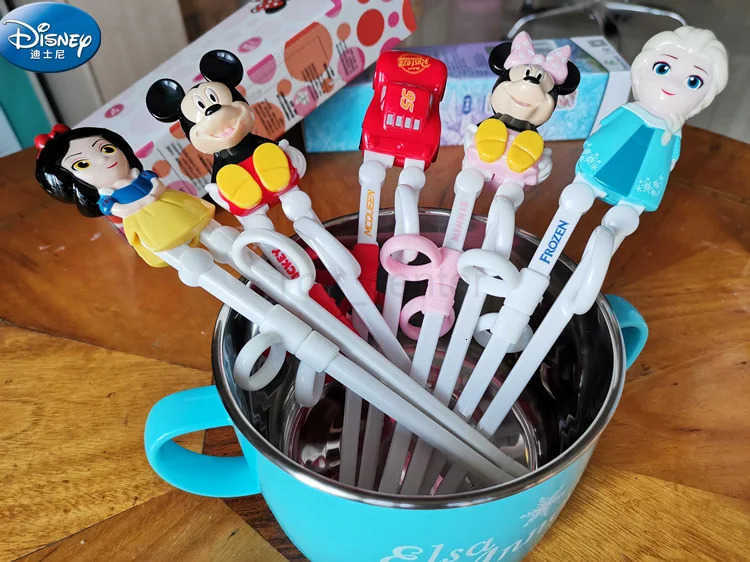 Disney Tableware ChildrenS Chopsticks Baby 3d Practice Chopsticks 304 Stainless Steel Spoon Fork Chopsticks Cutlery Box Gift H251215