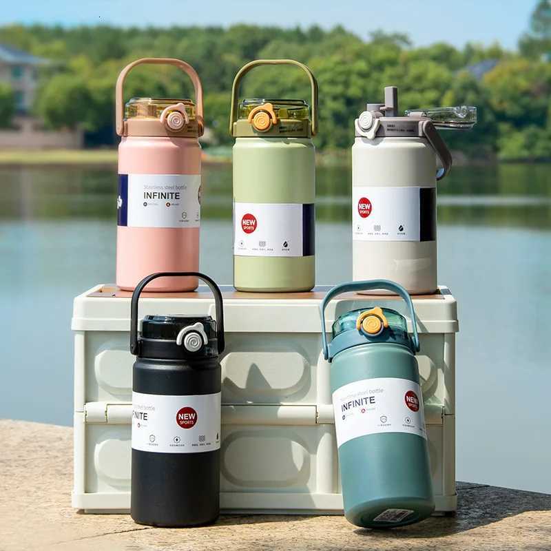 Large-capacity stainless steel insulated cup girls fitness and sports straw water bottle high appearance level portable cup H251215