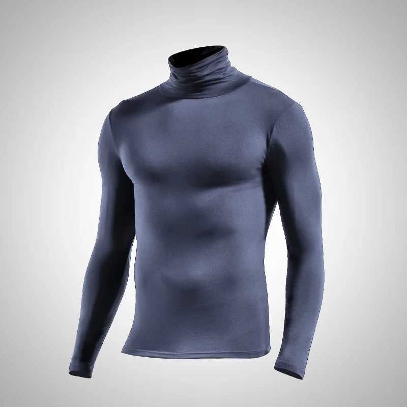 New Thermal Underwear Tops Mens Casual Slim Turtleneck Bottom Shirt Long Sleeve Basic Tops Autumn Pullover Mock Neck Undershirt G251215