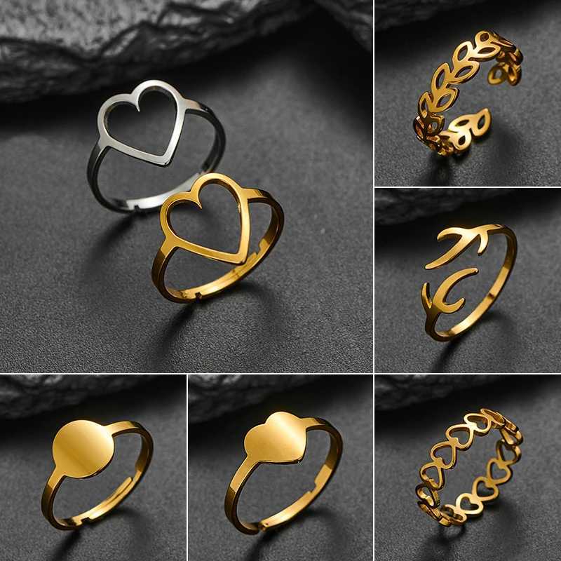 Minimalist Jewelry Geometric Finger Ring Stainless Steel Heart Round Knuckle Rings for Women Girls Party bagues pour femme M251215
