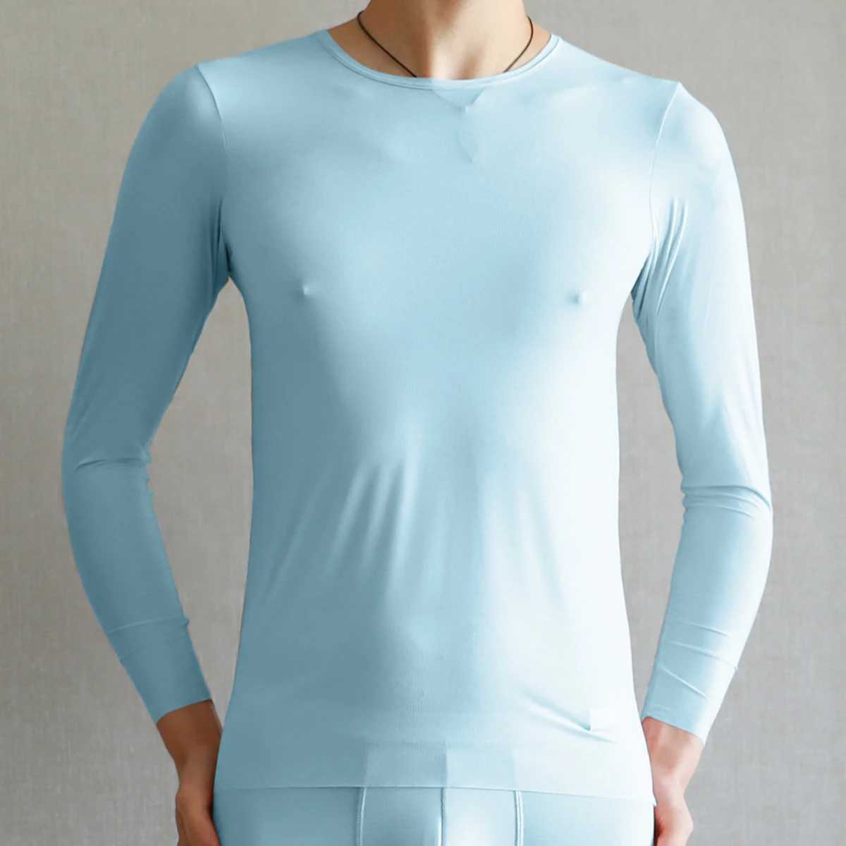 Men Thermal Underwear Tops Silk Quick Drying Underwear Long Sleeve T-shirts Undershirts Breathable Slip Sleepwear G251215