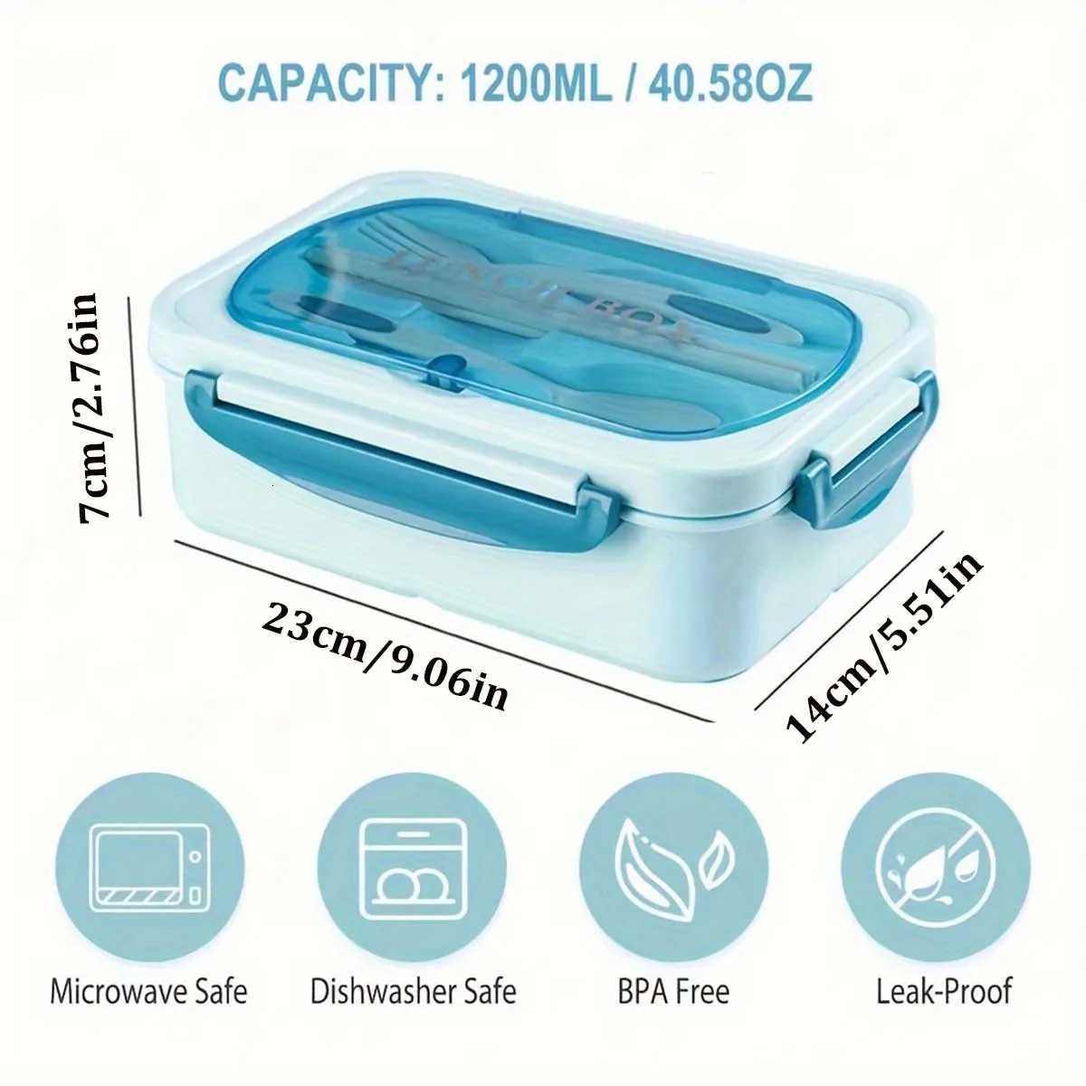 Bento Lunch Box Leak-proof Food Container With Tableware Microwave-Safe Lunch Box With 3 Cpartments For School Off Outdoor H251213