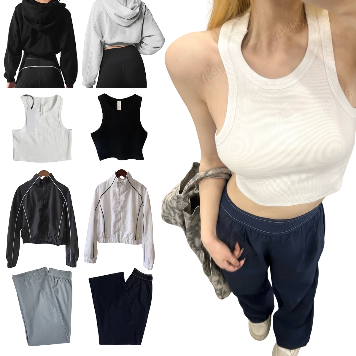 yoga Gym sets Yoga High-Quality Breathable SKIRT Comfortable Tennis Skirt Breathable Loose Casual Sports Skirt jacket Sports vest Alosetism Women set