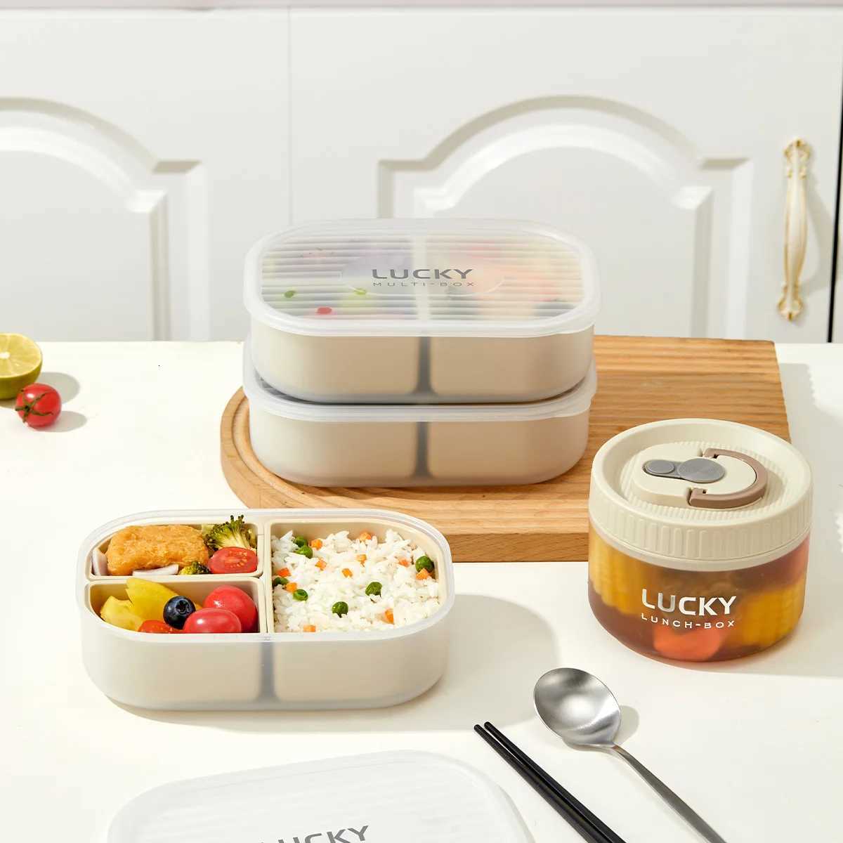 3 Cpartment Plastic Bento Lunch Box Kids Students Microwave Safe Removable Portable Sed Lunch Container For School Picnic H251213