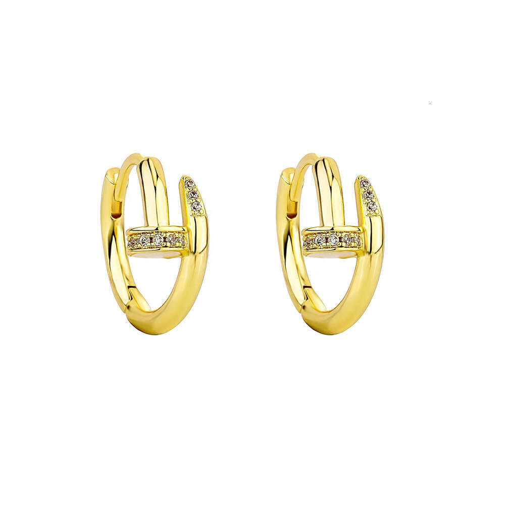 Free Shipping For New Designer Accessories Fashion Simple Micro Inlaid Round Rose Gold Hot-selling Nail Shape American Style Women's Earrings