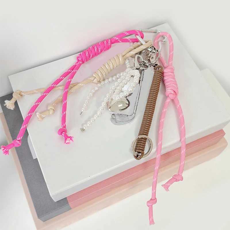 Keychain DIY Creative Weaving Rope Pendant White Bowknot Heart Bag Decoration Women s Gifts Handmade Jewelry Ornament M251215