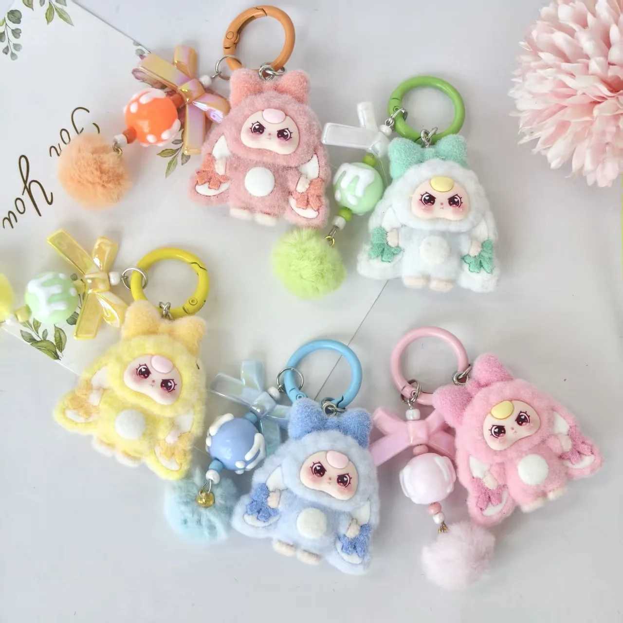 10 pcs mixed Mixed Three Keychain Pendant Flocking Doll Keai Bags Hang Ornaments Student Gifts M251215