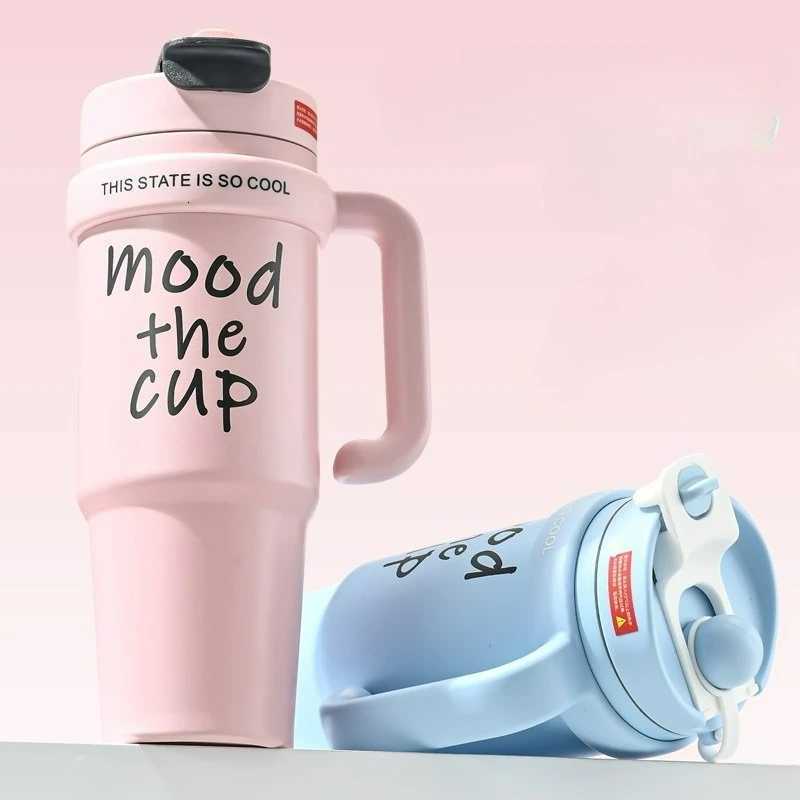 Trend Big Mac mug 304 stainless steel American coffee cup vacuum with straw household portable ice mug H251215