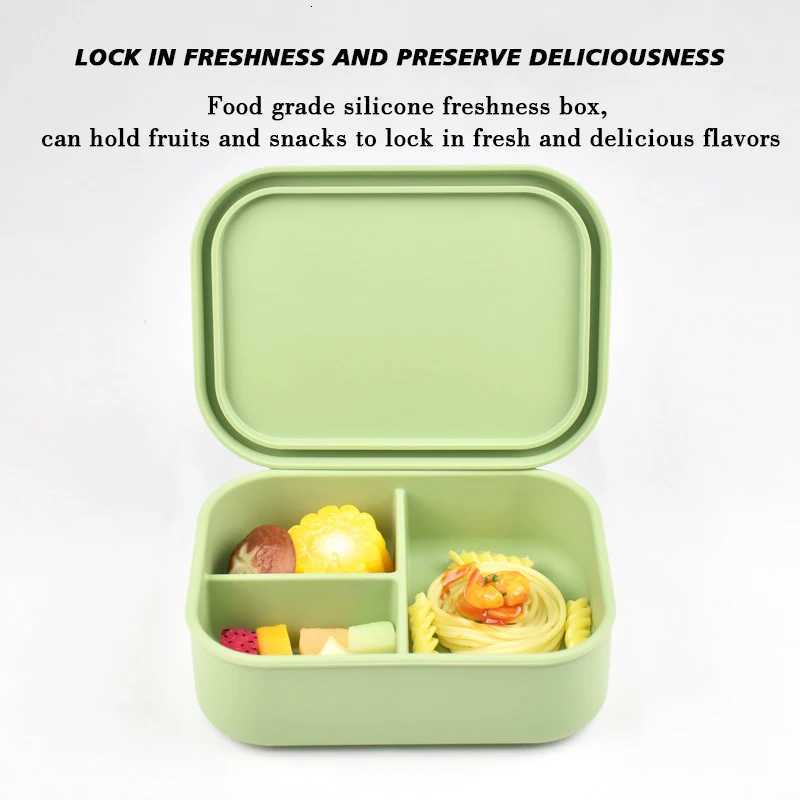 1PC Food Grade Silicone Bento Boxes With Partition Lunch Container Leak-Proof Food Storage BPA- Support DishwasherMicrowave H251213