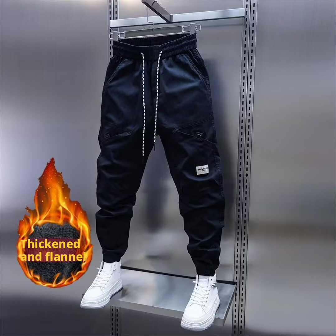 WOZK Men's Winter Pants white Fleece Lined Ski Snow Pants Water Resistant Pockets Outdoor Work Pants Loose fit oversized ankle shorts