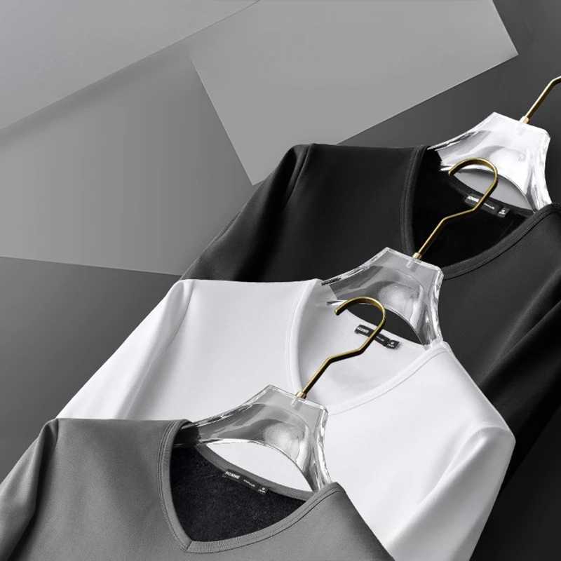 Fleece Winter Men Tops Thermal Underwear V Neck Warm Long Sleeve Base Layers Fashion Men Thermal T Shirts G251215