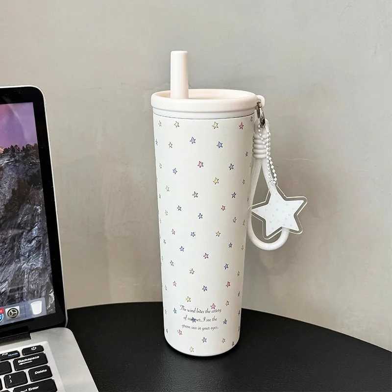 Original Star Stainless Steel Straw Water Bottle For Girls Large Capacity Sports Insulated Tumbler Camping Coffee Thermal Bottle H251215