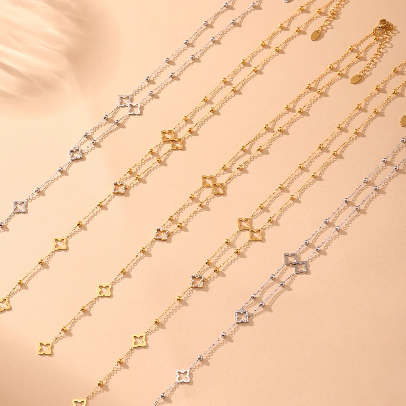 Liora Exquisite Zircon Luck Clover Long Chain Stainless Steel Necklaces For Women Metal Female Collar Wedding Banquet Jewelry 251213